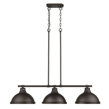  3602-3LP RBZ-RBZ - Duncan 3 Light Linear Pendant in Rubbed Bronze with Rubbed Bronze Shades